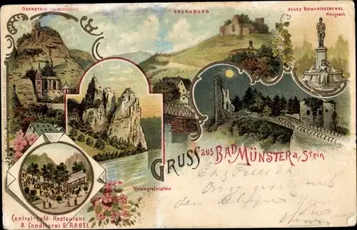 Ak Bad Münster am Stein Bad Kreuznach, Ebernburg, Rheingrafenstein, Oberstein, Central-Cafe