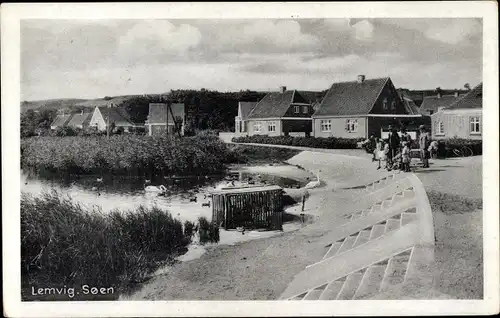 Ak Lemvig Dänemark, Teich, Straße, Schwan