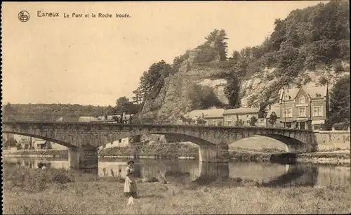 Ak Esneux Wallonia Lüttich, Die Brücke und die Lücke