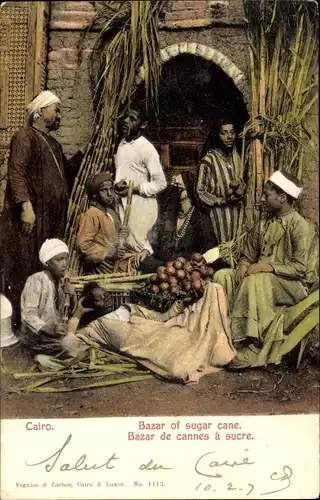 Ak Kairo Kairo Ägypten, Zuckerrohrbasar