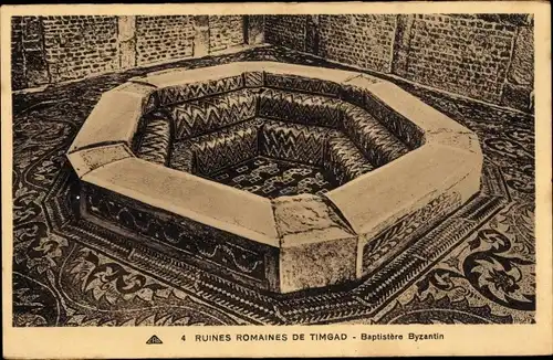 Ak Timgad Algerien, Byzantinisches Baptisterium, römische Ruinen