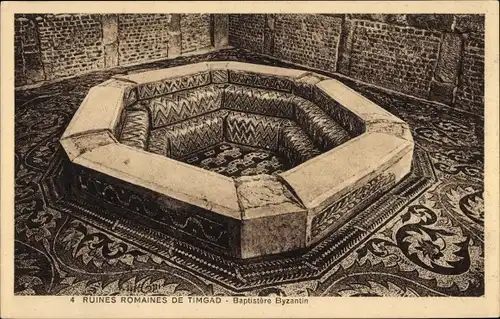 Ak Timgad Algerien, Byzantinisches Baptisterium, römische Ruinen