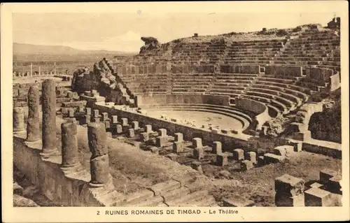 Ak Timgad Algerien, Das Theater, Römische Ruinen