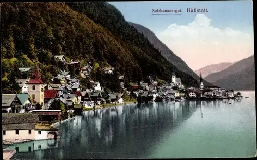 Ak Hallstatt im Salzkammergut Oberösterreich, Häuser am Ufer