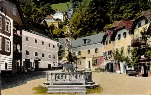 Ak Hallstatt im Salzkammergut Oberösterreich, Marktplatz