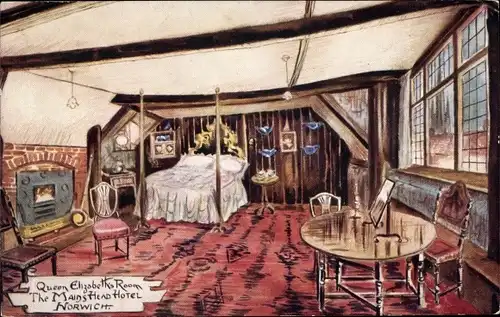 Künstler Ak Norwich Norfolk England, Maid's Head Hotel, Queen Elizabeths Room