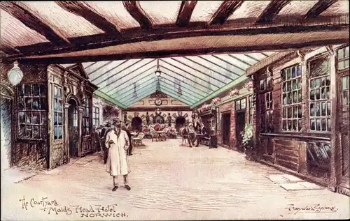 Künstler Ak Norwich Norfolk England, Maids Head Hotel, The Courtyard