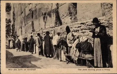 Ak Jerusalem Israel, Mauraille de la Lamentation des Juifs, The Jews wailing Place, Klagemauer
