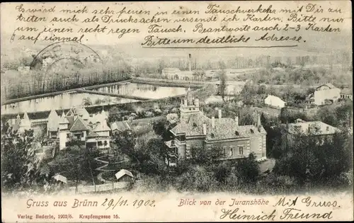 Ak Brno Brünn Südmähren, Blick von der Juranshöhe