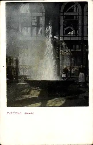 Ak Karlovy Vary Karlsbad Stadt, Partie am Sprudel