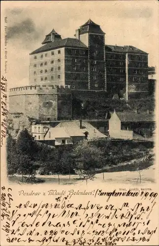 Ak Mladá Boleslav Jungbunzlau Mittelböhmen, Blick auf das Schloss