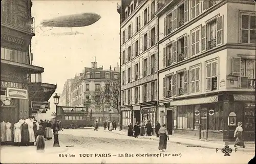 Ak Paris XI, Rue Oberkampf, Zeppelin