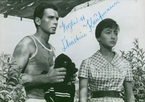 Foto Schauspielerin Christine Kaufmann, Filmszene, Autogramm