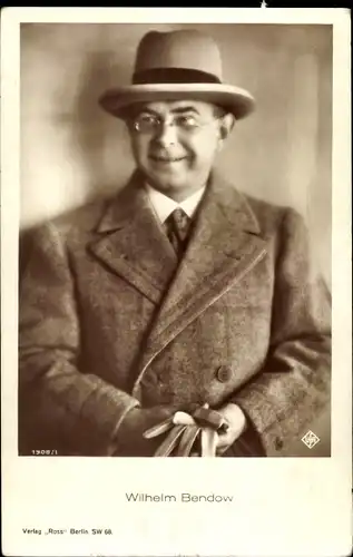 Ak Schauspieler Wilhelm Bendow, Portrait mit Hut, Ross Verlag Nr. 1908/1