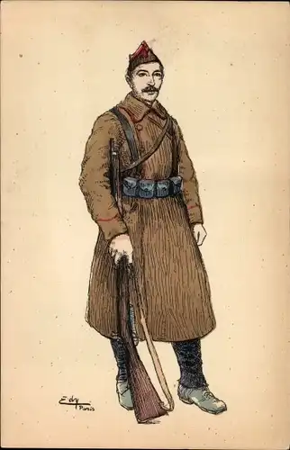 Künstler Ak Edy, Britischer Soldat in Uniform, Gewehr