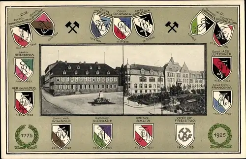 Studentika Ak Clausthal Zellerfeld, Bergakademie 1775-1925, Corps Montania, Kath. Korp. Glückauf
