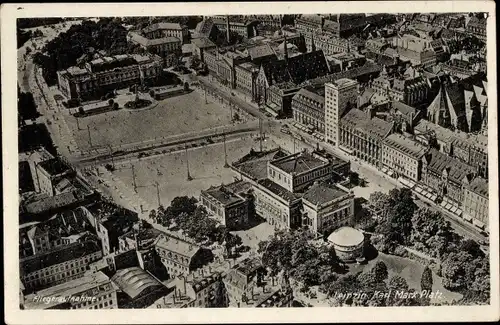 Ak Leipzig in Sachsen, Karl Marx Platz, Fliegeraufnahme