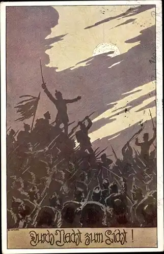 Künstler Ak Kutzer, Ernst, Durch Nacht zum Licht, Bund der Deutschen in Böhmen