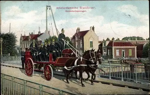 Ak Amsterdam Nordholland, Amsterdamsche Brandweer, Gereedschapswagen, Feuerwehr, Löschwagen