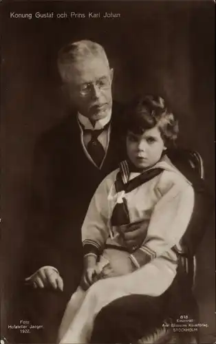 Ak König Gustav Adolf V. von Schweden, Prinz Karl Johann