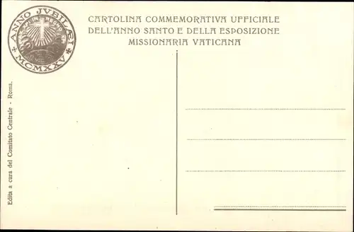 Ak Vatikan, Anno Santo MCMXXV, Esposizione Missionaria Vaticana, Petersdom, Engel, Kreuz