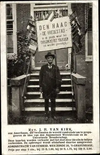 Ak Den Haag Südholland Niederlande, Rev. J. H. Van Kirk, Vredestad