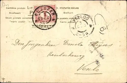 Präge Litho Jungen bauen einen Schneemann