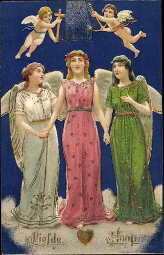 Ak Allegorie, Liebe, Hoffnung, Engel