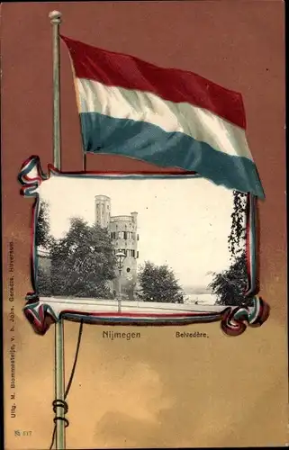 Passepartout Ak Nijmegen Gelderland, Belvedere, Landesflagge