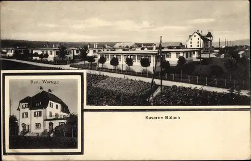 Ak Bülach Kanton Zürich, Kaserne, Restaurant Wartegg