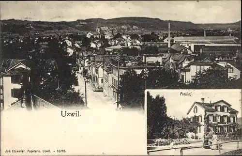 Ak Uzwil Kanton St. Gallen, Stadtansicht, Freihof