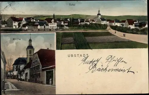 Ak Ubstadt in Baden, Totalansicht, Kirche