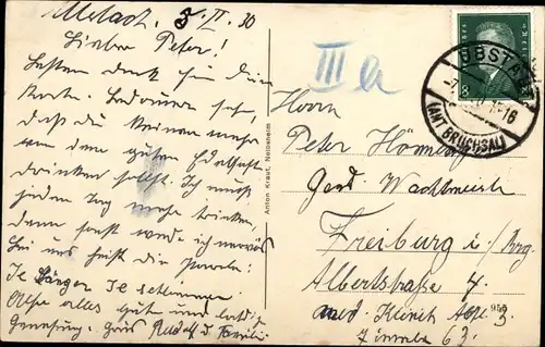 Ak Ubstadt in Baden, Totalansicht, Kirche