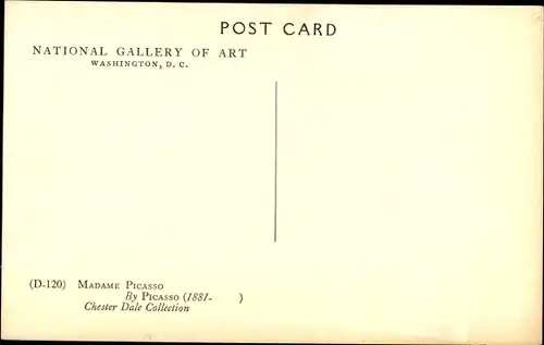 Künstler Ak Picasso, Madame Picasso, National Gallery of Art, Washington DC