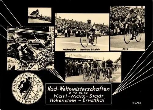 Ak Hohenstein Ernstthal, Karl Marx Stadt, Rad Weltmeisterschaft 1960, Bernhard Eckstein, Täve Schur