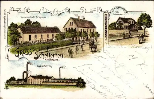 Litho Schellerten in Niedersachsen, Villa Schrader, Gastwirtschaft, Zuckerfabrik