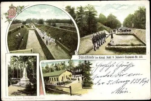 Ak Zwickau in Sachsen, Schießstände des KS 9. Infanterie Regiments Nr. 133