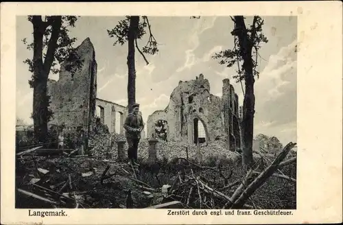 Ak Langemarck Langemark Poelkapelle Westflandern, Kriegszerstörung 1. WK