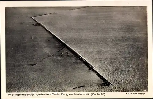 Ak Wieringermeer Hollands Kroon Nordholland Niederlande, Wieringermeer-Deich, Deichbau, 1928