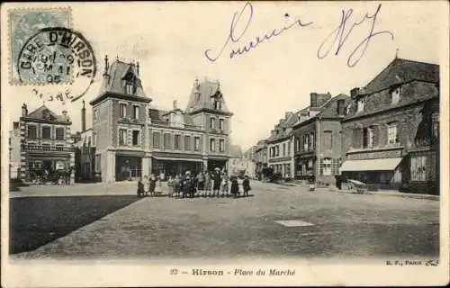 Ak Hirson Aisne, Marktplatz