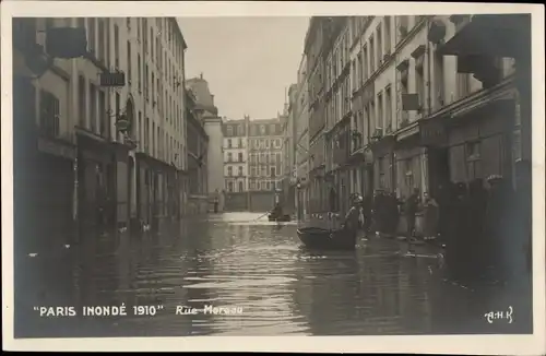 Ak Paris XII Reuilly, Rue Moreau, Die Überschwemmung der Seine, Januar 1910