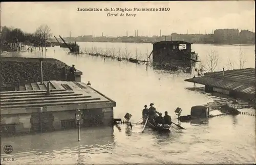 Ak Paris XII Reuilly, Grant of Bercy, Die Seine-Überschwemmung von 1910