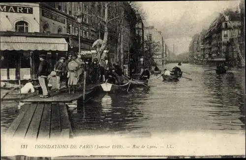 Ak Paris XII Reuilly, Rue de Lyon, Die Seine-Überschwemmung von 1910