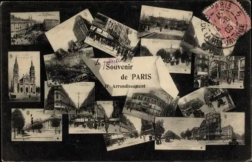 Ak Paris XI, Details, Straßenpartien, Kirche