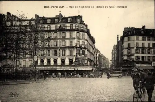 Ak Paris XI, Rue du Faubourg du Temple, Quai de Jemmapes