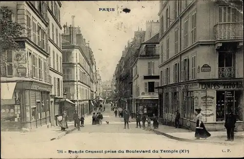 Ak Paris XI, Boulevard du Temple, Rue de Crussol