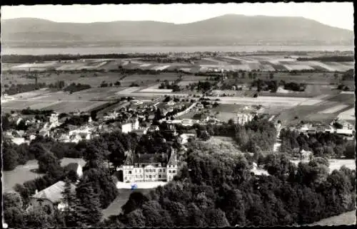 Ak Divonne les Bains Ain, Luftaufnahme der Stadt und des Genfersees