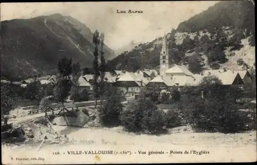 Ak Vallouise Hautes Alpes, Vue generale, Pointe de l'Eygliere