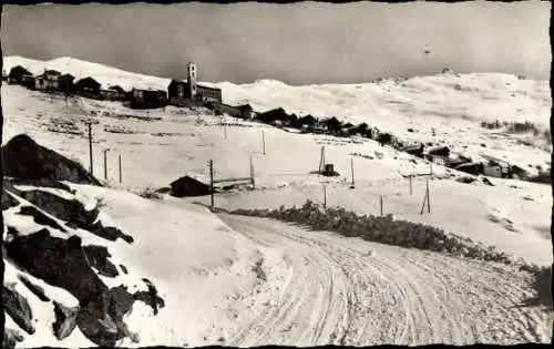 Ak Saint Véran Hautes Alpes, Vue generale, Montagne de Beauregard, Winter