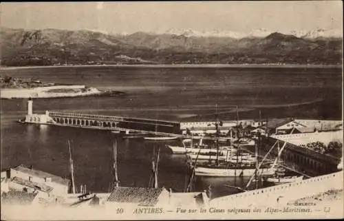 Ak Antibes Alpes Maritimes, Vue sur les Cimes neigeuses des Alpes-Maritimes